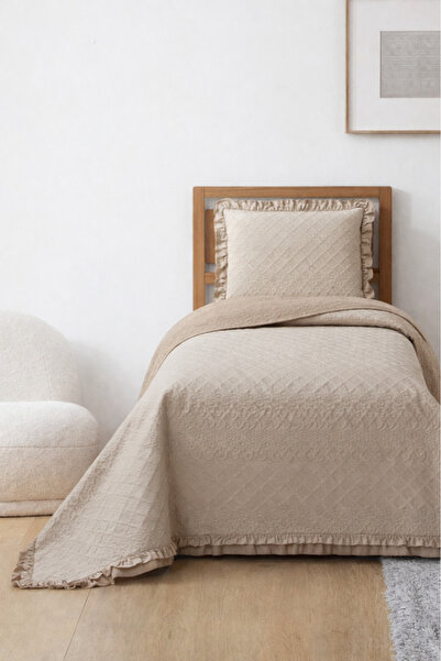 Çeyiz Diyarı Roma Fiber Filled Single 180X240 cm Bedspread Beige