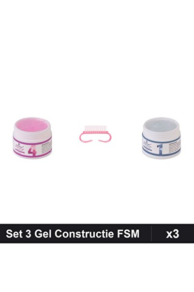 Makeup Set 3 Gel Constructie UV LED FSM 15g, Nuante 04 și Transparent, Builde...