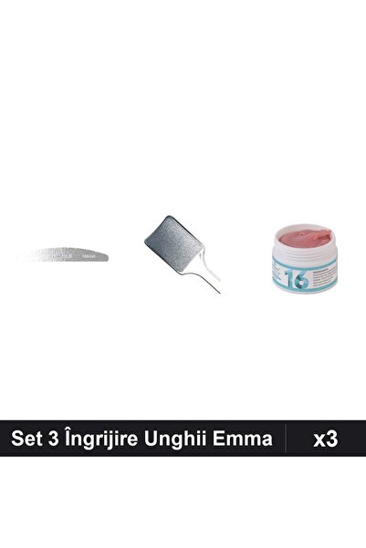 Makeup Set 3 Unghii Emma Pila 150/240, Pila Călcâi Neagră, Gel Constructor UV...