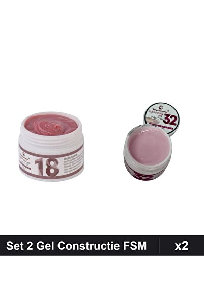 Makeup Set 2 Gel Constructie UV LED FSM 15g, Nuante 18 și 32, Builder Gel Unghii