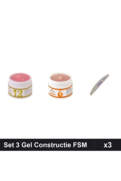 Makeup Set 3 Gel Constructie UV LED FSM 15g 50g + Pila Unghii EMMA, Manichiur...