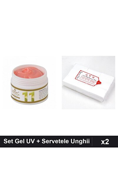 Makeup Set 2 Gel Constructie UV LED FSM 15g + Servetele Unghii 900 buc, Manic...