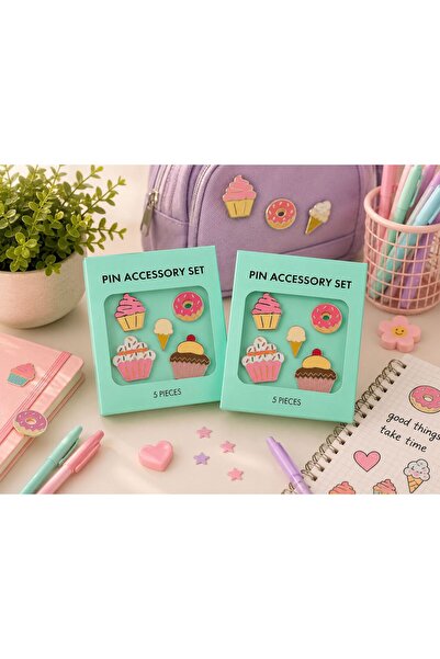 Kids Set 2 x Pin Accessory Set – Insigne decorative cu modele dulciuri