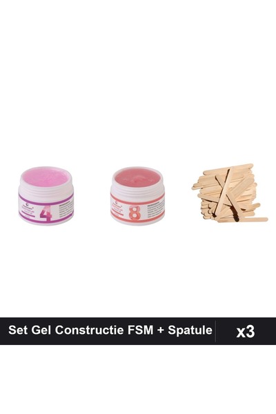 Makeup Set 3 Gel Constructie UV LED FSM 15g, Nuante 04 08, Manichiura + Spatu...