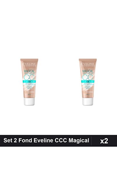 Makeup Set 2 Fonduri Eveline CCC Magical 53 Medium Beige 30ml, Acoperire Totala