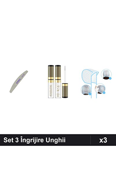 Makeup Set 3 Îngrijire Unghii - Pilă EMMA 150/240, Gel Sprâncene Eveline, Cas...