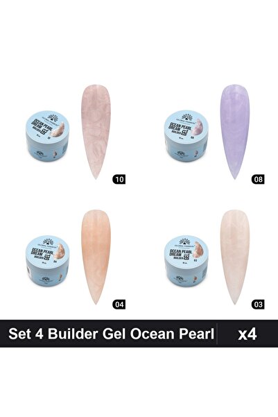 Makeup Set 4 Builder Gel Ocean Pearl Dream 15g, Nuante 03 04 08 10, Construcț...