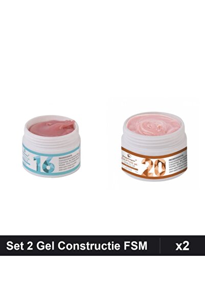 Makeup Set 2 Gel Constructie UV LED FSM 15g, Nuante 16 și 20, Manichiura Prof...
