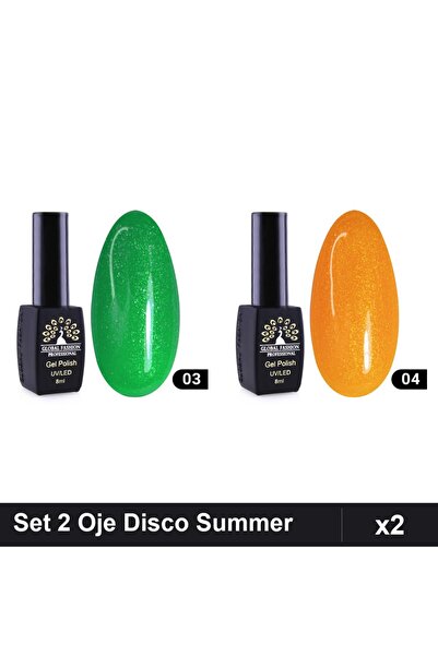 Makeup Set 2 Oje Semipermanente Disco Summer 8ml, Nuante 03 04, Manichiura UV...