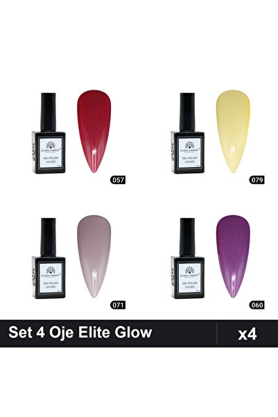 Makeup Set 4 Oje Semipermanente Global Fashion Elite Glow 15ml, Nuante 057 07...