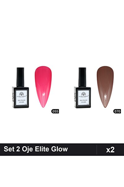 Makeup Set 2 Oje Semipermanente Global Fashion Elite Glow 15ml, Nuante 055 07...