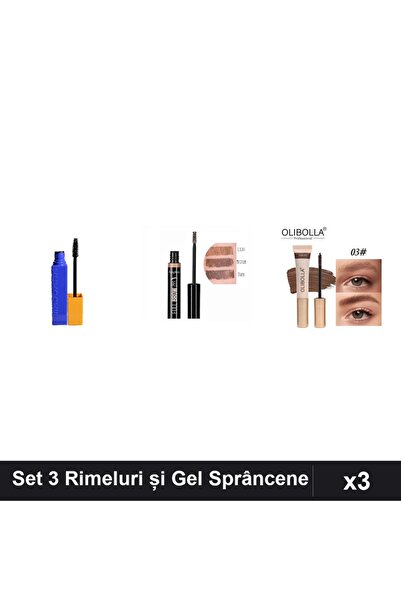 Makeup Set 3 Rimeluri și Gel Sprâncene Ushas Ruby Rose Olibolla, Negru Auburn...