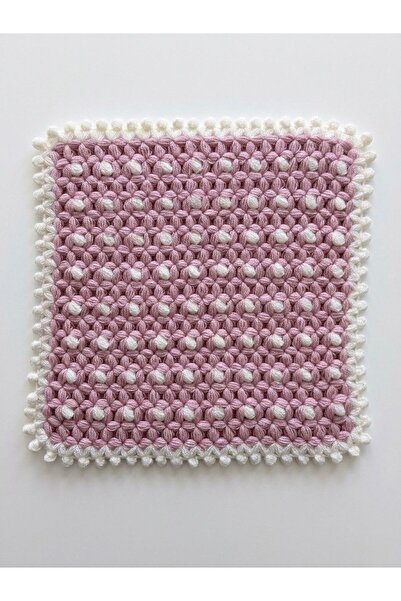 HERŞEY FIRSAT Bathroom Washcloth Wool Hand Knitted Dowry Square Floral Patter...