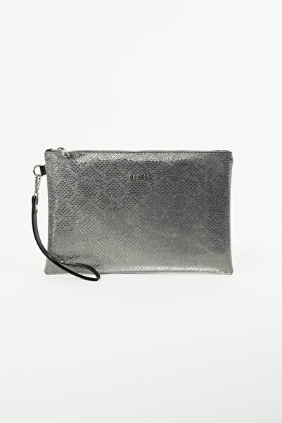 BAHELS Women's Anthracite Shiny Snake Pattern Portfolio Clutch Bag