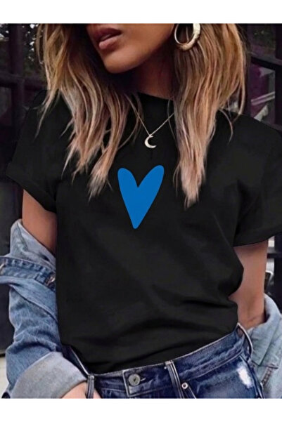WYOS Tricou negru cu inimă albastra