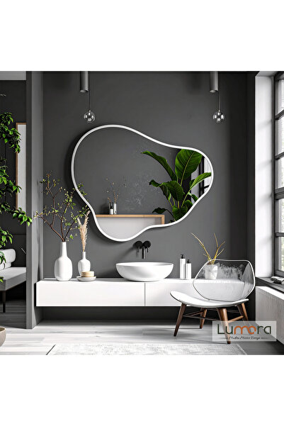 lumora mirror design Nira Modern Beyaz Boyalı MDF Çerçeveli Dekoratif Ayna