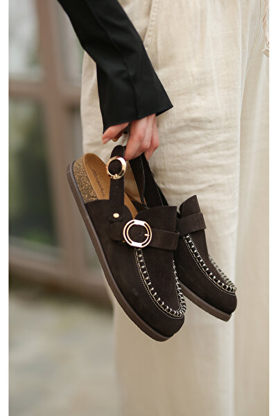 EREN SHOES BAG HALANT Γυναικεία σανδάλια από γνήσιο δέρμα σουέτ με κλειστή μπ...