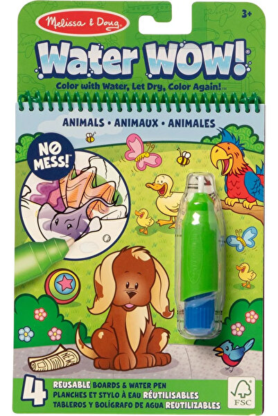 Melissa and Doug WATER WOW CĂRȚE DE COLORAT REUTILIZABILE CU APĂ, CU ANIMALE