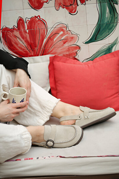 EREN SHOES BAG HALANT Γυναικεία σανδάλια από γνήσιο δέρμα σουέτ με κλειστή μπ...
