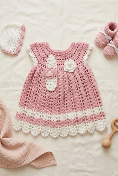 thechild baby collection فستان طفلة محبوك يدويًا من خيوط الليف |   باندانا نا...