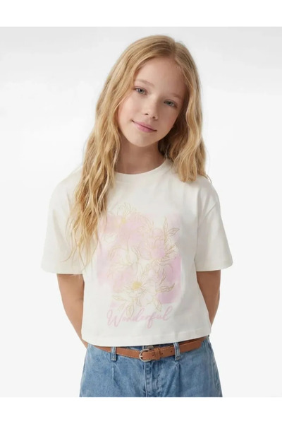 Koton Short Sleeve Crew Neck Cotton Floral Print T-Shirt