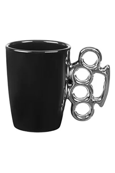 Zumzeria Cană ceramică neagră cu mâner 3D în formă de pumn, 400 ml