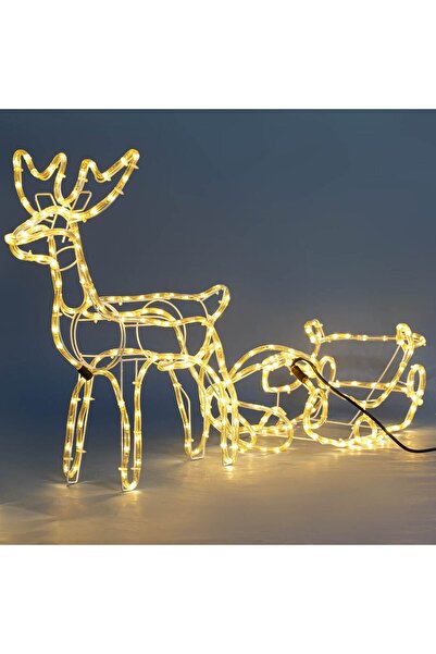 Zumzeria Figurină decorativă ren cu sanie și lumină de Crăciun 2.2m