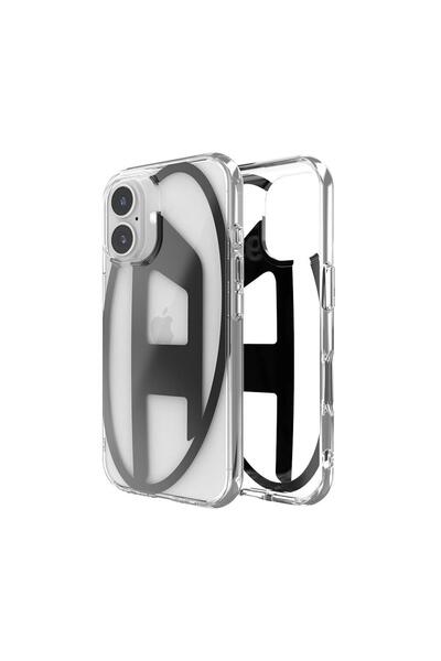 Diesel iPhone 16 Uyumlu Oval D Mirror Şeffaf Kılıf - Şeffaf/Siyah