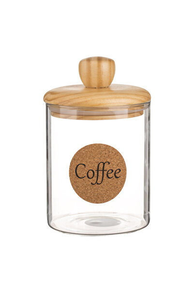 Zumzeria Glass Container with Wooden Lid 'Coffee' 700ml