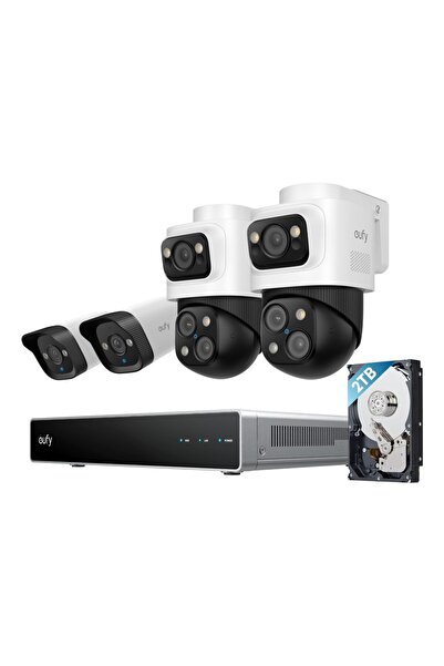 eufy Kit de supraveghere video S4 NVR, 4 camere PoE (2 Bullet-PTZ, 2 Turret),...