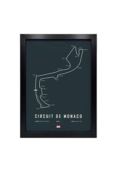 KAYNOCK Circuit de Monaco Grand Prix, Formula 1, F1, Tablo Siyah Çerçeve