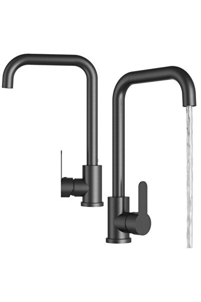 Granitan Baterie Bucatarie Steel, Inox, Filtru Apa, Gri Inchis