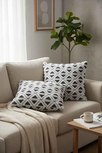 Pimula home Puffy Cotton Cushion Cover Set of 2 43X43 cm Decorative Cushion w...