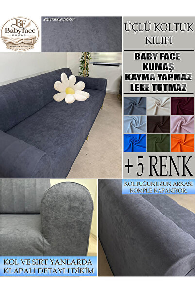 İLYEVTEKSTİLİ Baby Face Kumaş 3 lü Koltuk Kılıfı, Tam kaplama Yumuşak Dokulu ...