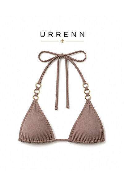 Urrenn Triangle Bikini Top — Halter Neck Quick Dry Single Top Bikini with Rin...