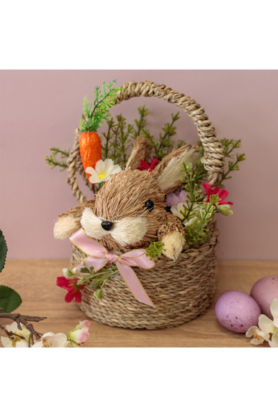 Zumzeria Easter Decorative Basket Decorated with Bunny, Flowers & Carrot Ø14x...