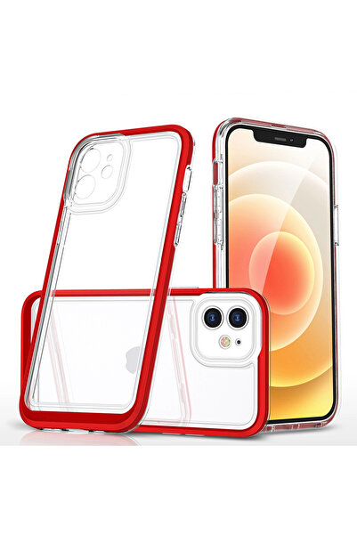 Hurtel CLEAR 3IN1 CASE FOR IPHONE 12 FRAME GEL COVER RED