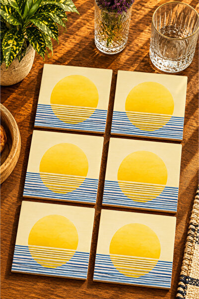 JHAAR Abstract - Bohemian - Geometric Themed Modern Set of 6 Coasters - Uv Pr...