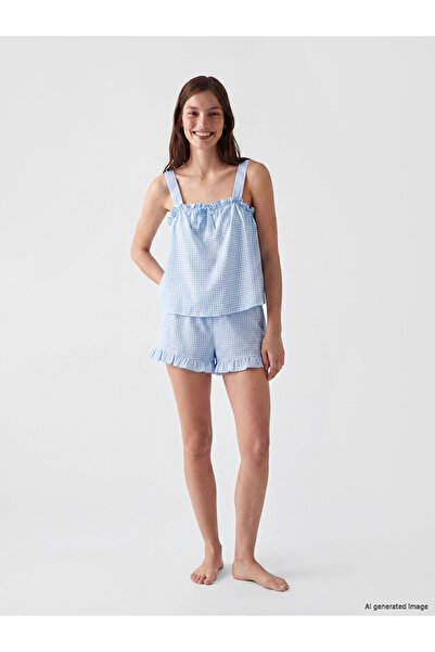 LC Waikiki Peak New Season Plaid Women's Shorts Pajama Set