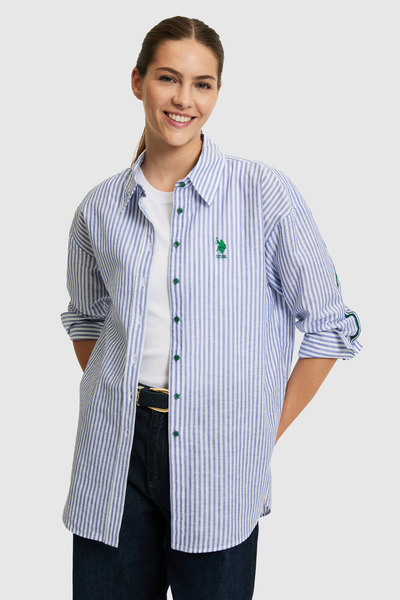 U.S. Polo Assn. Women's Light Blue Long Sleeve Shirt 50320125-Vr003