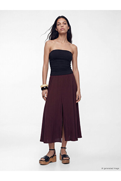 LC Waikiki Yk Plus Farkiyla Elastic Waist Textured Flared Skirt