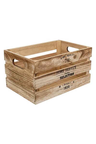 Zumzeria Wooden Decorative Box with Handles "Home Service" 30x20x16cm