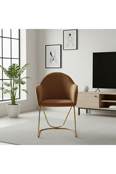 Ebticar Elegant Velvet Accent Tub Chair - Brown