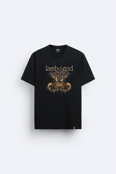 AYDESİGN Μπλουζάκι Lamb of God με στάμπα και λαιμόκοψη ποδηλάτου, μαύρο