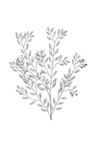 Zumzeria Christmas Decorative Branch with Silver Glitter Leaves 55cm