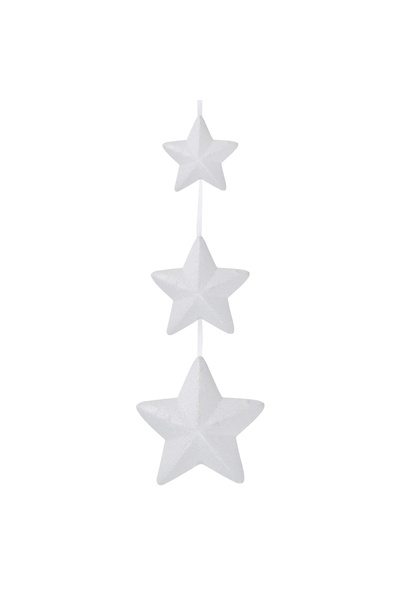 Zumzeria Decorațiune suspendată de Crăciun, 3 stele albe irizate cu sclipici,...