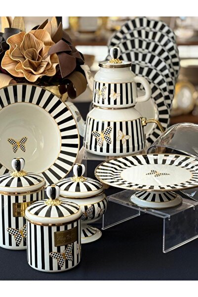 MD MİMOZA DEKOR Enamel Kitchen Set 12 Pieces Papillon