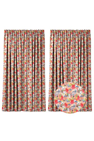 Kidizi Set of 2 curtains 180 x 240 cm, blackout 60%, modern print, Colors are...