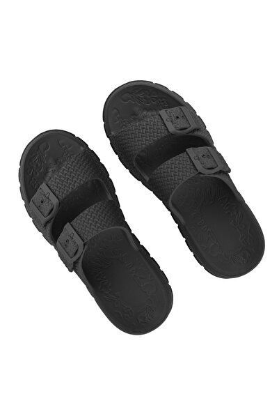 Zumzeria Black Buckle Beach Sandals with Double Straps for Women
