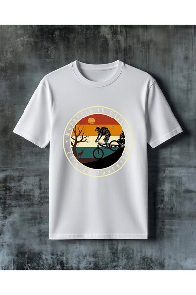 COMVİCHO Mountain Calling Cycling Printed Oversize T-Shirt